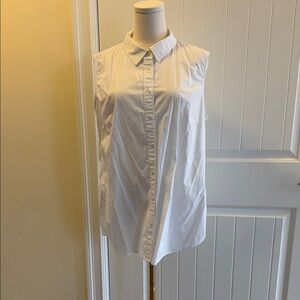 Talbots White Sleeveless Button-Down Shirt